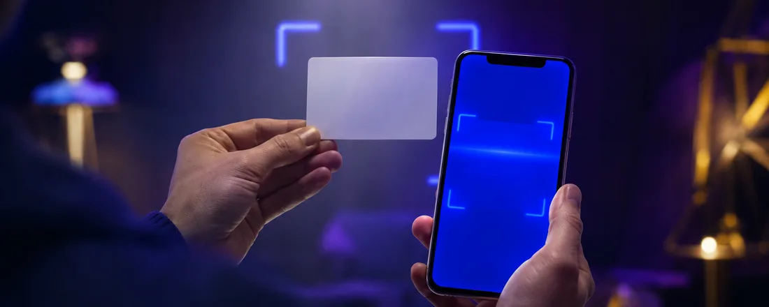 Hands holding government ID up to smartphone for WOW Vegas Tier 1 KYC verification